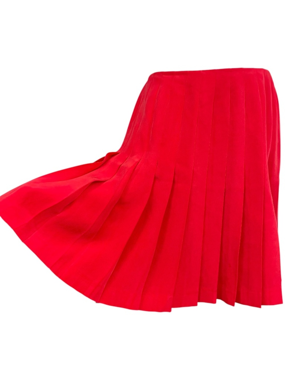 Magaschoni 100% Silk Pleated Skirt 14 Red Short Mini Knee Length Crepe de Chine